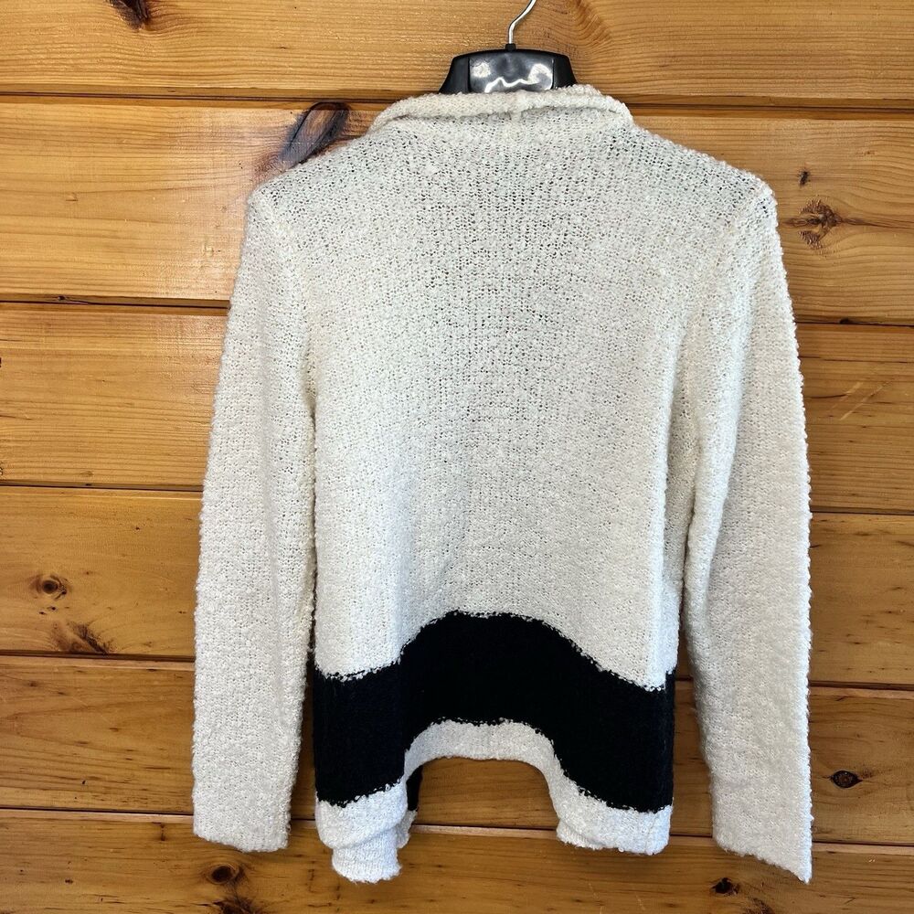 Ralph Lauren Jeans Co Open Front Cream Black Cardigan Sweater Sz Petite L - Picture 4 of 4